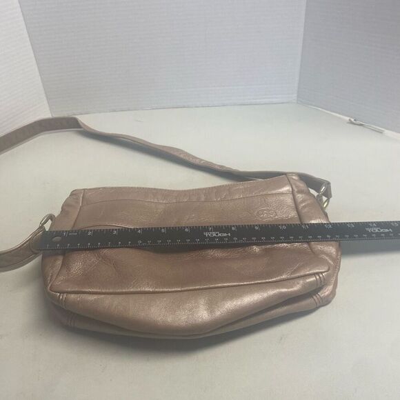 SAS Pebbled Metallic Tan Crossbody Shoulder Bag 10X3X7 Made in USA - Picture 7 of 15